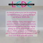 Confidence is key 🔑 to a happy, fulfilled and prosperous life. We know that covid threw a massive curveball and so many people neglected or deserted their hobbies. 

Here at LCDC our motto is "Everyone deserves the chance to shine". If you have danced previously and are missing it, why not take the giant leap and join us in class. 

We dance 52 weeks of the year with just a couple of days off around Christmas. With highly experienced and qualified teachers offering not only recreational dance, but exams, competitions and performances, what are you waiting for. Many of our classes operate on a waiting list basis but we will work with you to ensure you get a class that suits you.

#lcdc #danceclass #lcdcdanceandfitness #musselburgh #dancestudio #dancestudioscotland #scotlanddancestudio #dancelife #dancersofinstagram #dancersofscotland #allmechoreo #scottishtalent #scottishdancers #dancevideo #danceschoolscotland #danceschoolforchildren #childrensdance #childrensdanceclasses #eastlothianparents #eastlothianparents